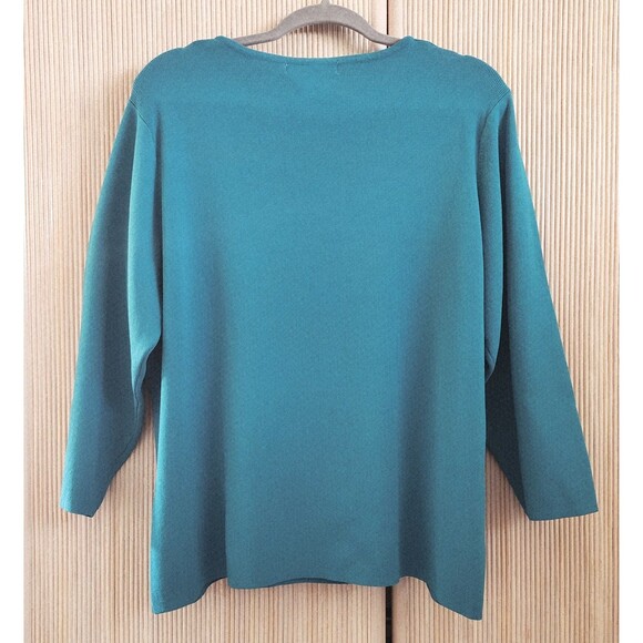 Carducci Women's Top Size 3X Blue Teal Classic Knit Sequin Detail Vintage EUC - Picture 2 of 6